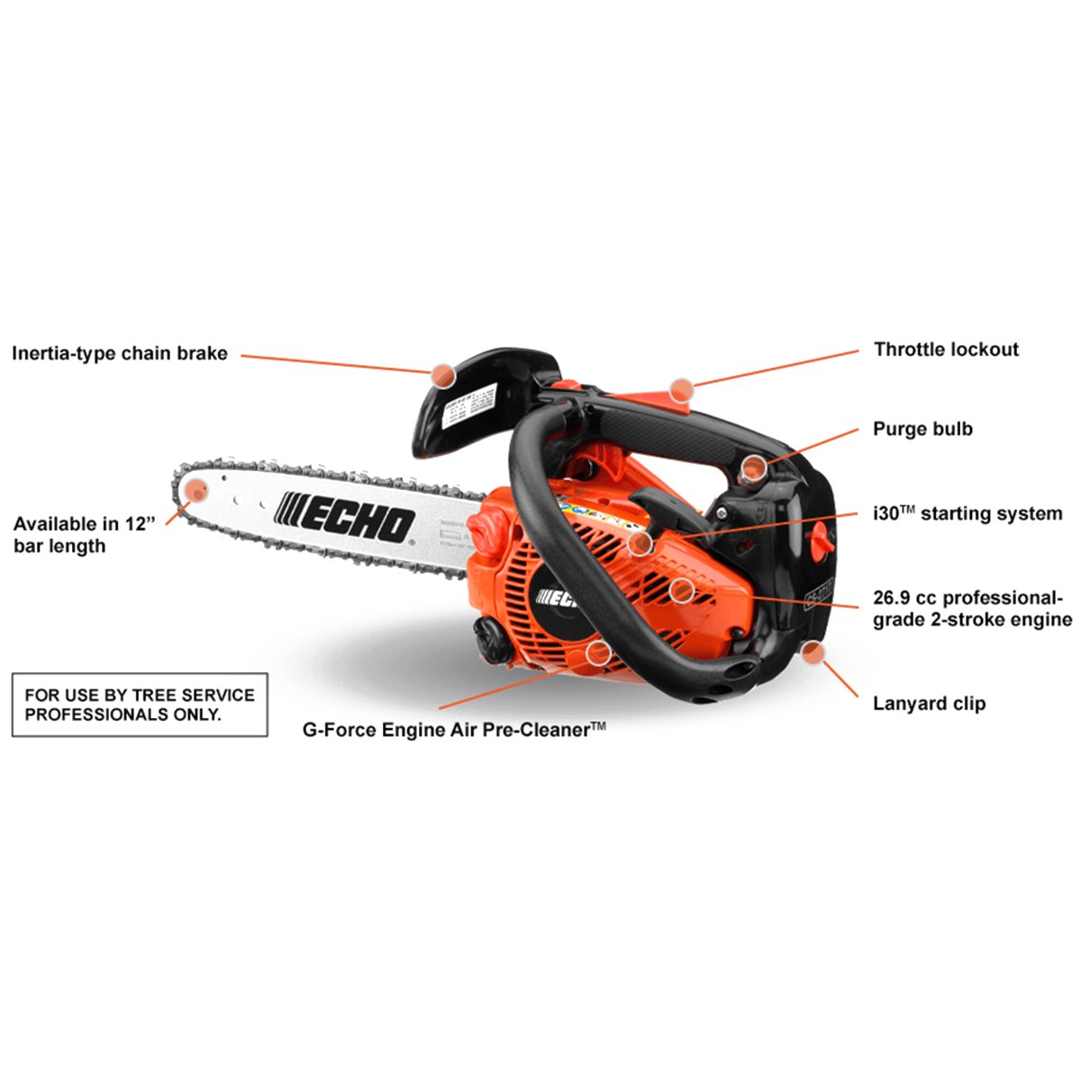 Echo CS - 271T Chainsaw Top Handle 12" Bar 26.9cc Engine - SLE Equipment - 2