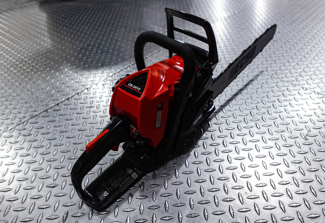 Echo CS-3410 16" Gas Chainsaw 34.4cc with Rear Handle, Back View. 