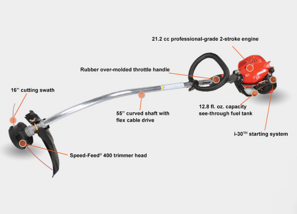 Echo GT-225L 55" Curved Shaft String Trimmer, General View. 