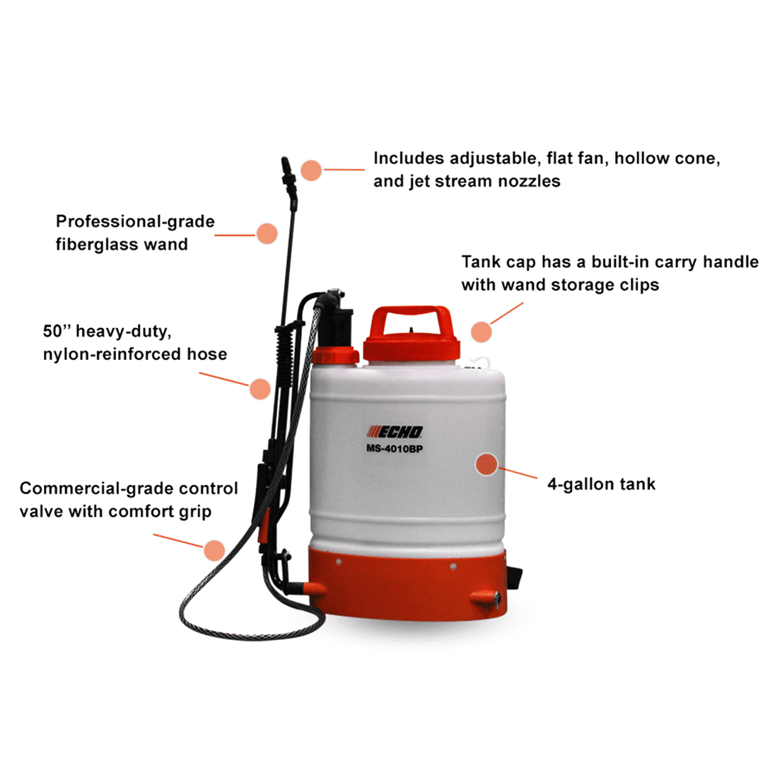 Echo MS-4010BP Backpack Manual Sprayer 4 Gallon 90 PSI, General View. 