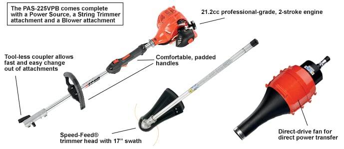Echo PAS - 225VPB Pro Multi Task Attachment Combo Kit 21.2cc String Trimmer and Blower - SLE Equipment - 2
