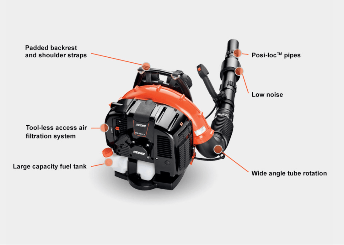 Echo_PB-760LNT_Backpack_Leaf_Blower_63.3cc_2-Stroke_Engine., Specific View. 