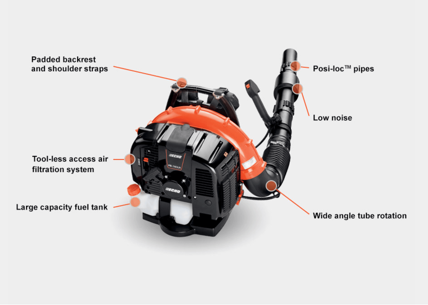 Echo_PB-760LNT_Backpack_Leaf_Blower_63.3cc_2-Stroke_Engine., Specific View. 