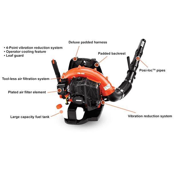Echo PB - 580H Backpack Leaf Blower 58.2CC 2 - Stroke Engine - SLE Equipment - 2