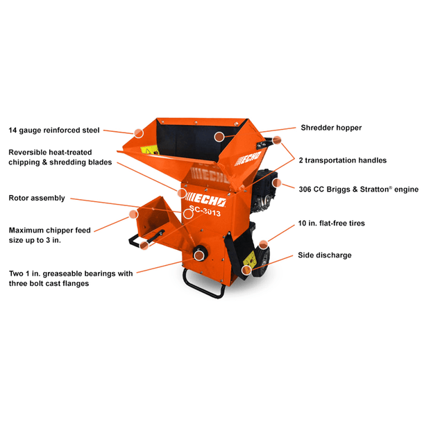Echo SC - 3013 Gas Chipper Shredder 306cc Briggs - SLE Equipment - 2