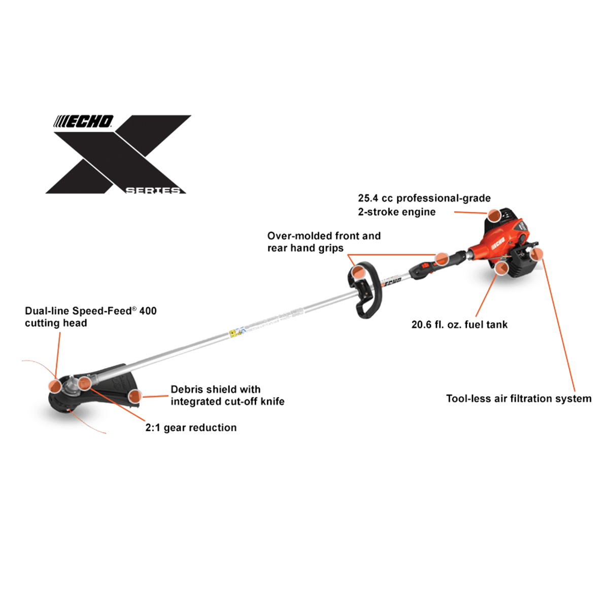 Echo SRM - 2620T X Series 59" Straight Shaft String Trimmer 25.4cc Engine - SLE Equipment - 2