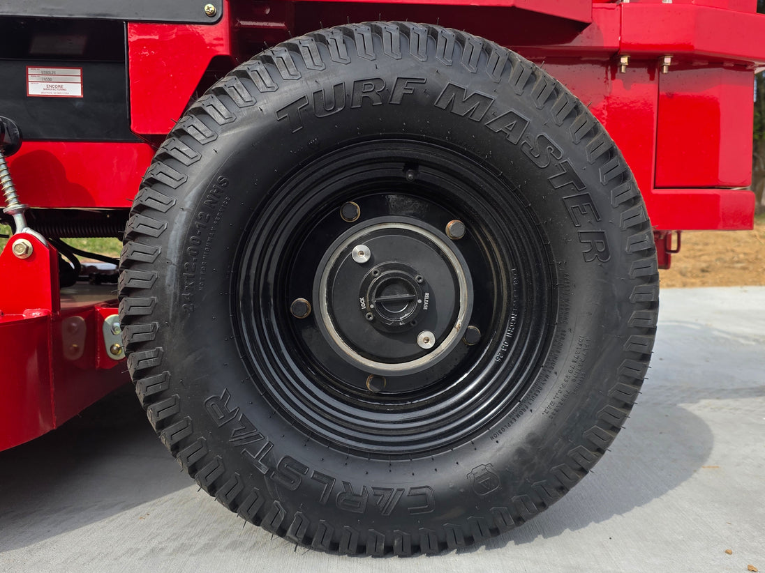 Encore Caliber Electric EC60L26 60" Zero Turn Mower Li-ion Battery LFP 76.8V Back tire picture 