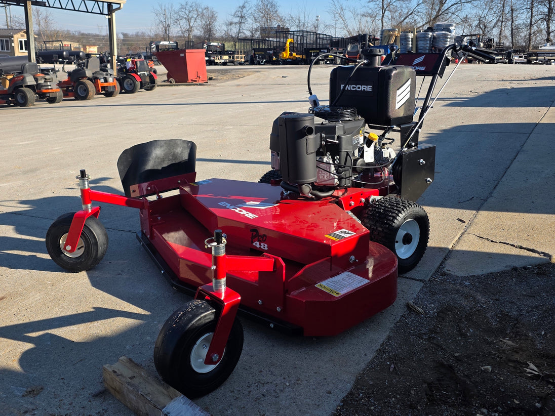 Encore EW48FS481V Belt Drive 48" Walk Behind Mower 14.5HP Kawasaki front left angled view picture 