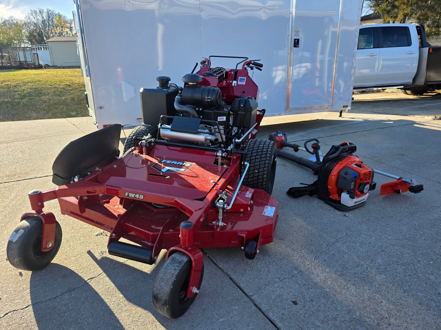 Ferris 5901891 FW45 52" Walk Behind Mower Encl Trailer Handheld Bundle front mower view picture 