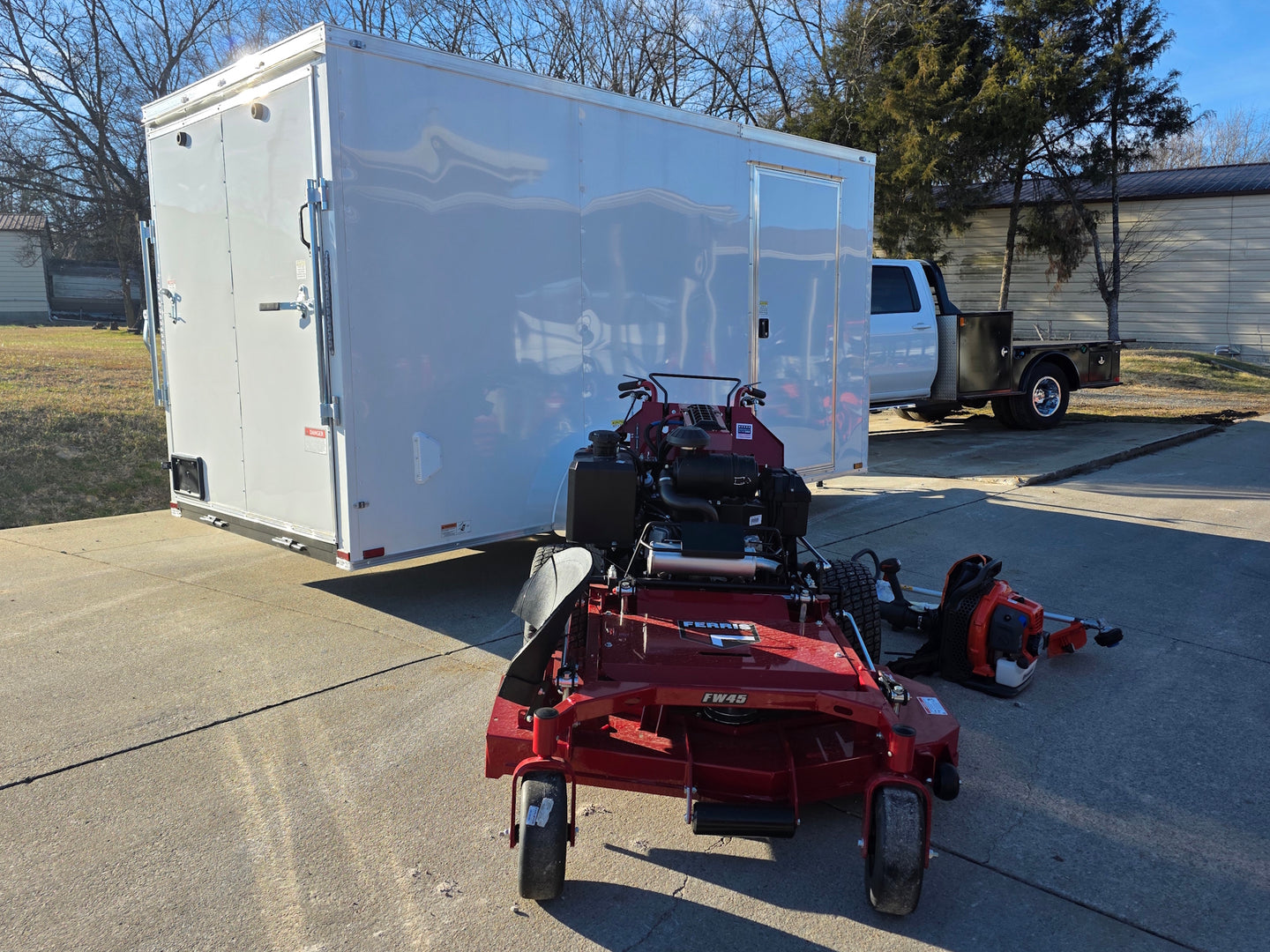 Ferris 5901891 FW45 52" Walk Behind Mower Encl Trailer Handheld Bundle left angled view picture 