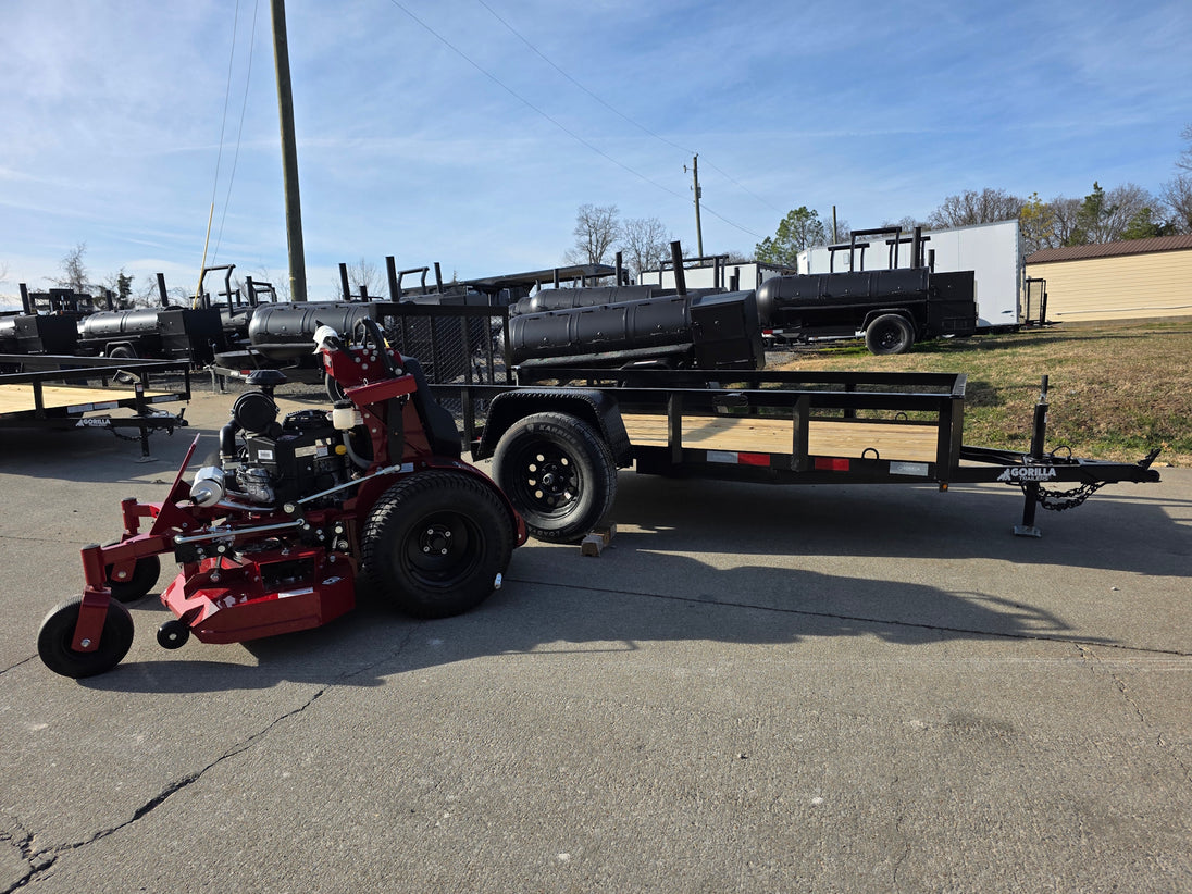 Ferris 5901940 SRSZ1 48" Stand On Mower 5x10 Utility Trailer Package (Instant Rebate Included) front angled view picture 