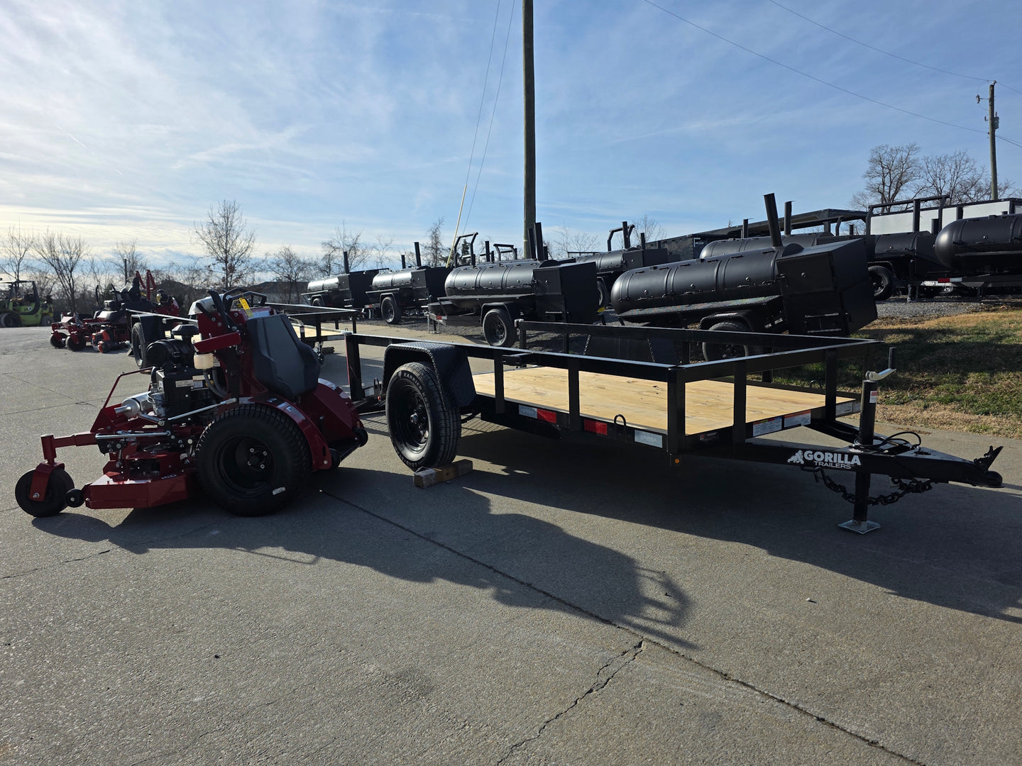 Ferris 5901940 SRSZ1 48" Stand On Mower 5x10 Utility Trailer Package (Instant Rebate Included) right side view picture 