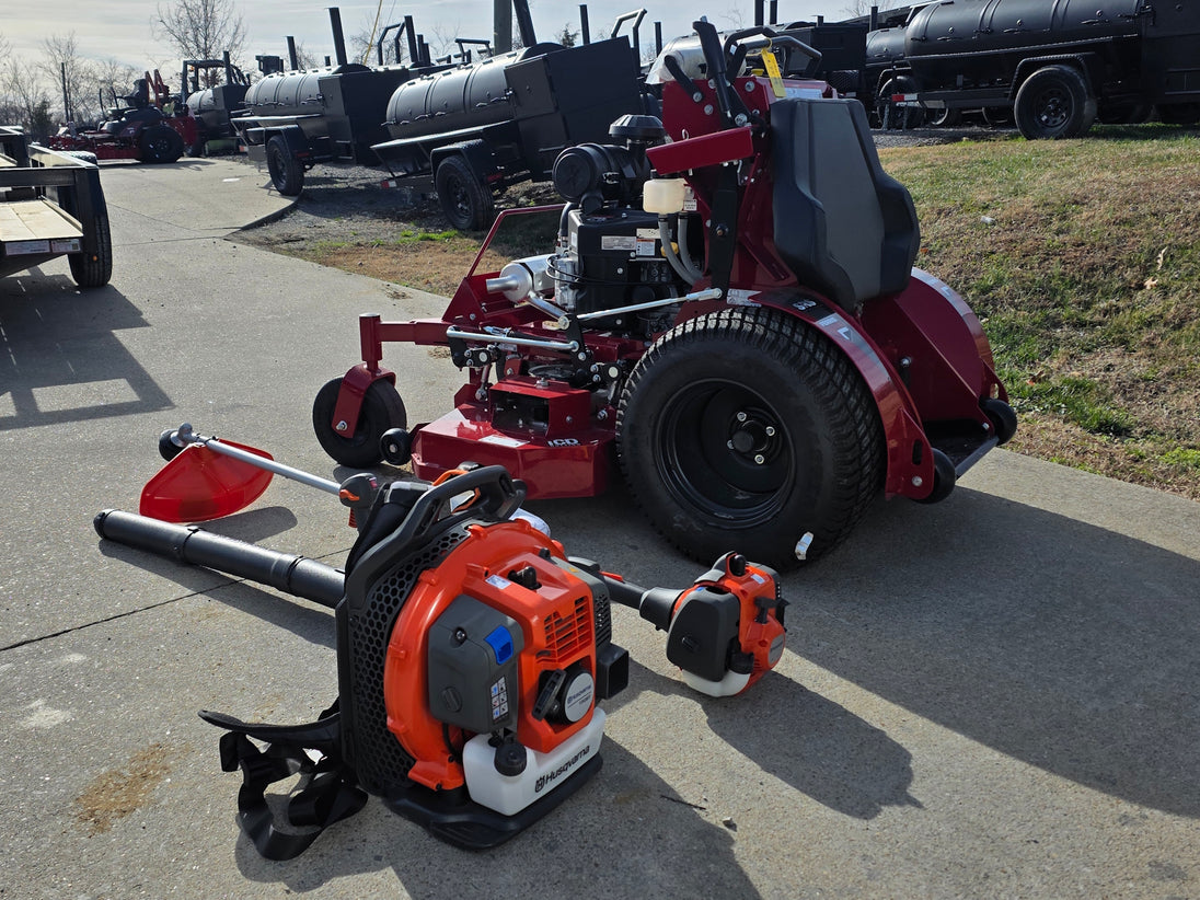 Ferris 5901940 SRSZ1 48" Stand On Mower Handheld Package (Instant Rebate Included) rear left angled view picture 