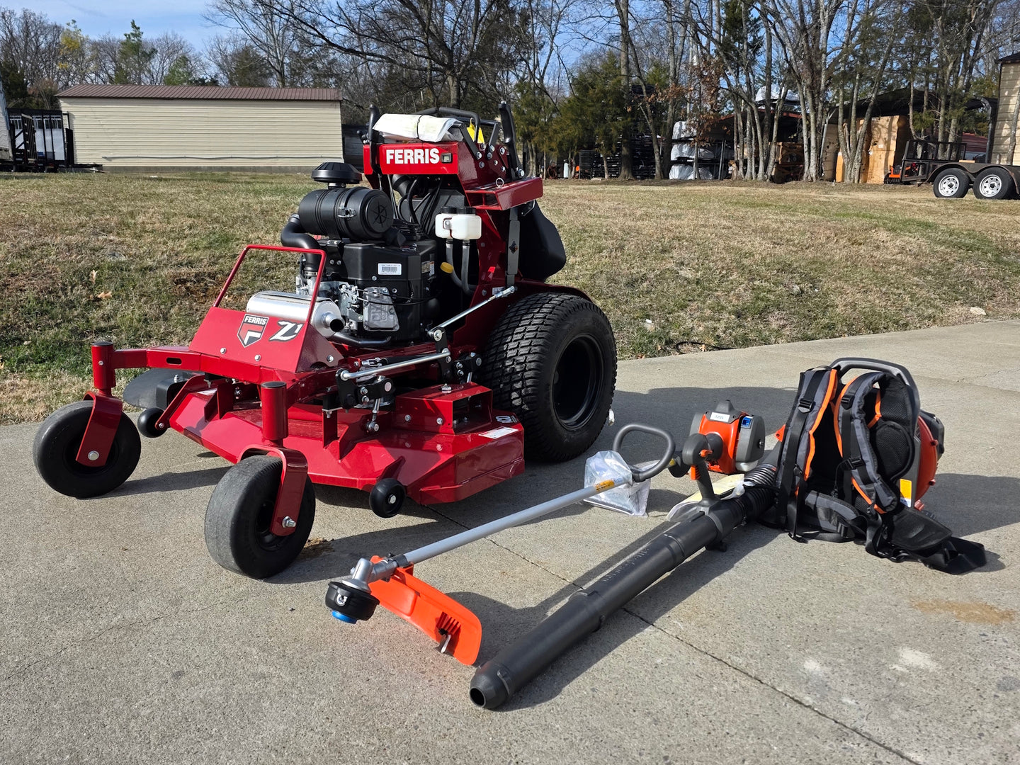 Ferris 5901940 SRSZ1 48" Stand On Mower Handheld Package (Instant Rebate Included) right angled view picture 