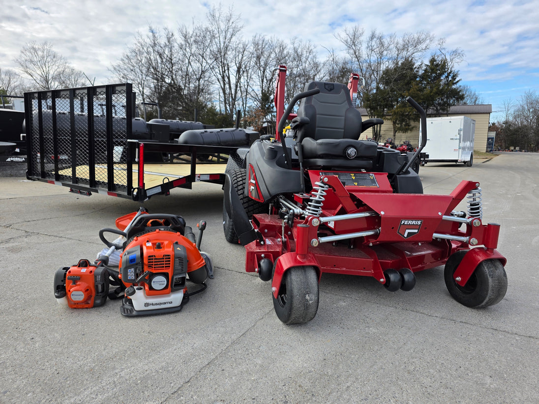 Ferris 5902064 ISX3300 60" Zero Turn Mower Utility Trailer Handheld Bundle front hand held view picture