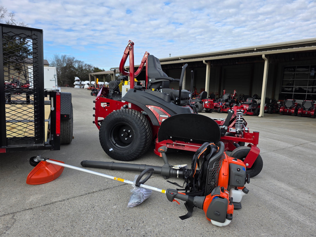 Ferris 5902064 ISX3300 60" Zero Turn Mower Utility Trailer Handheld Bundle side hand held view picture 