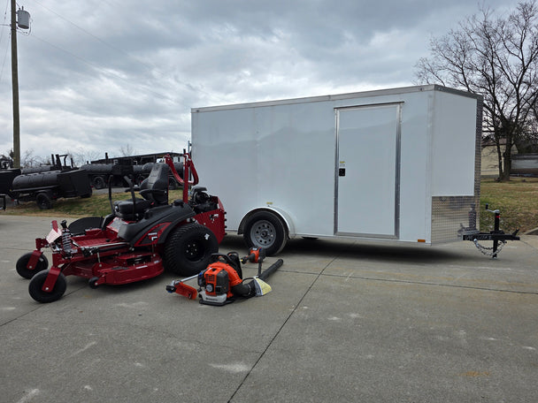 Ferris 5902065 ISX3300 60" Zero Turn Mower Encl Trailer Handhelds Bundle right angled view picture 