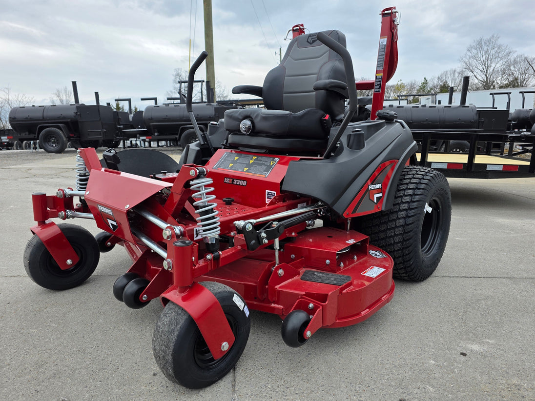 Ferris 5902065 ISX3300 60" Zero Turn Mower Util Trailer Bundle (Instant Rebate Included) front angled view mower
