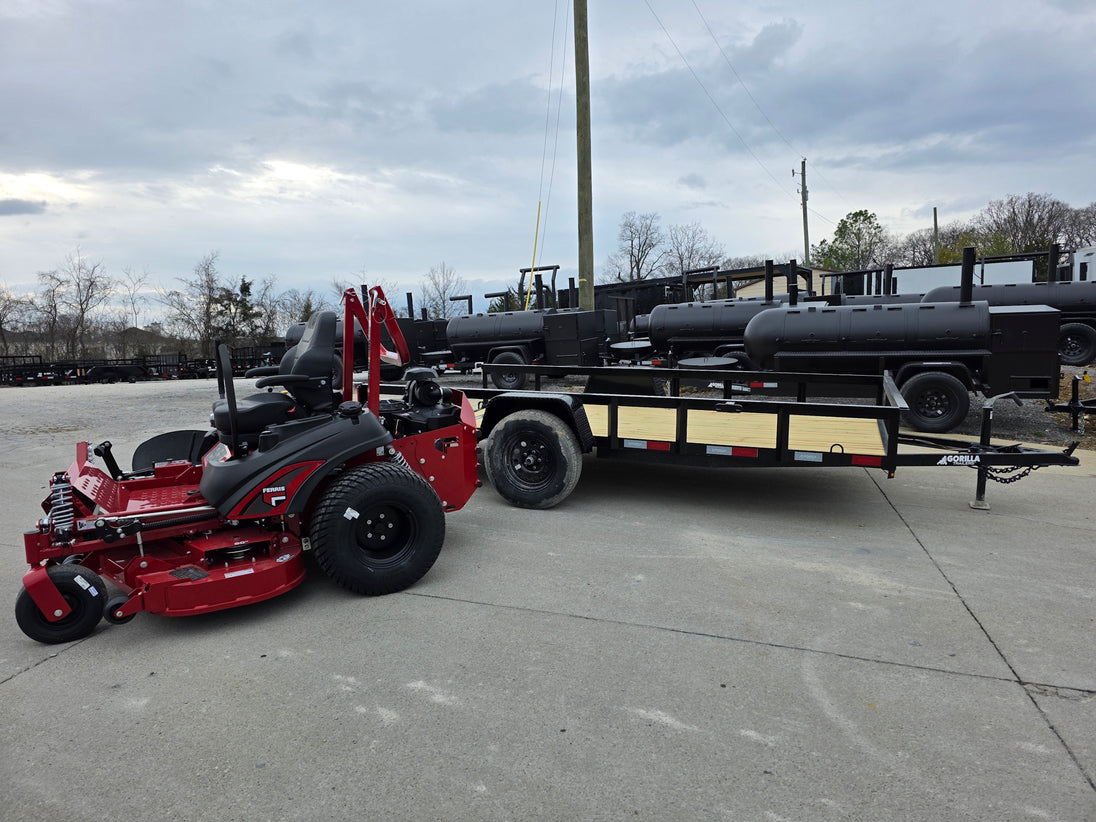 Ferris 5902065 ISX3300 60" Zero Turn Mower Util Trailer Bundle (Instant Rebate Included) front right angled view picture 