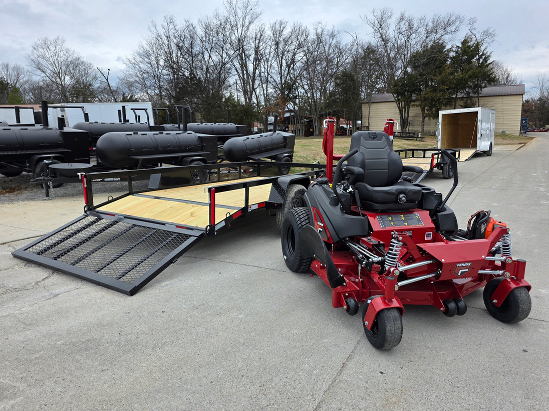 Ferris 5902065 ISX3300 60" Zero Turn Mower Util Trailer Handhelds Bundle (Instant Rebate Included) front left angled view picture 