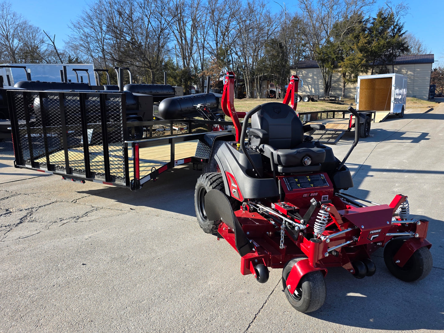 Ferris 5902075 60" ISX800 Zero Turn Mower Util Trailer Bundle left angled mower view picture 