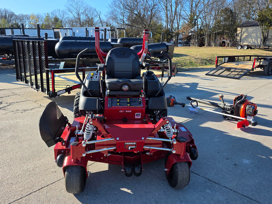 Ferris 5902075 60" ISX800 Zero Turn Mower Util Trailer Handhelds Bundle front mower view picture 