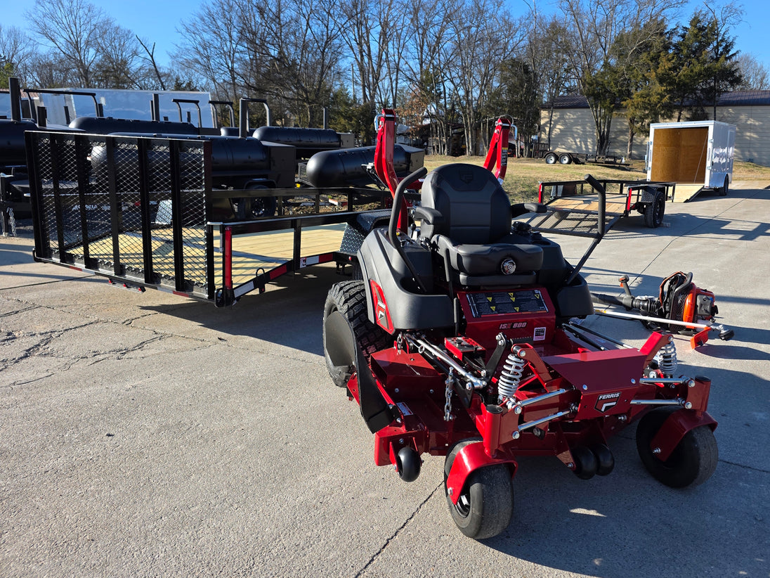 Ferris 5902075 60" ISX800 Zero Turn Mower Util Trailer Handhelds Bundle left mower view picture 