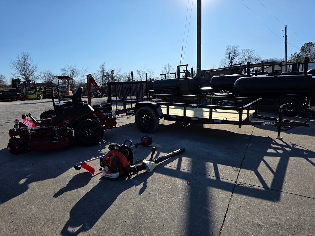 Ferris 5902075 60" ISX800 Zero Turn Mower Util Trailer Handhelds Bundle right angled view picture 