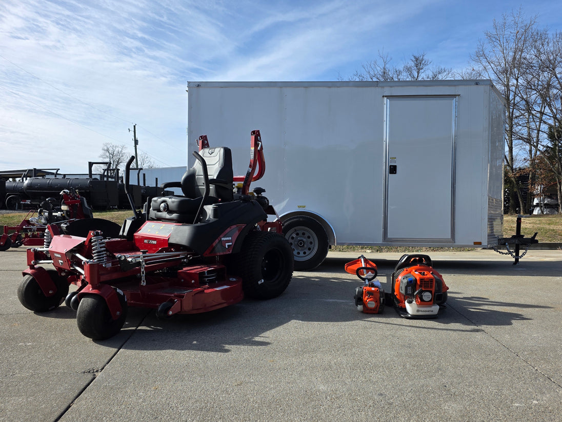 Ferris 5902078 ISX2200 60" Zero Turn Mower Encl Trailer Handhelds Bundle front view picture