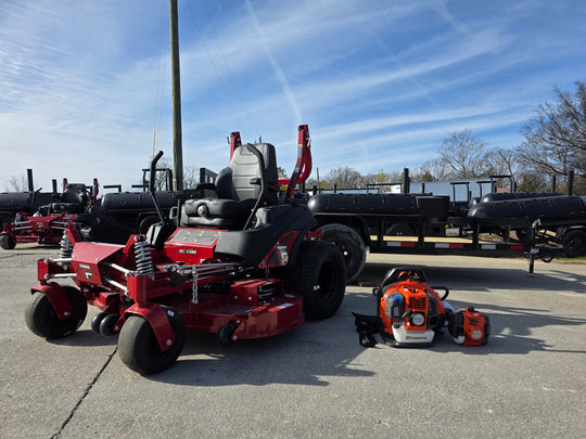 Ferris 5902078 ISX2200 60" Zero Turn Mower Util Trailer Handhelds Bundle front lower view picture