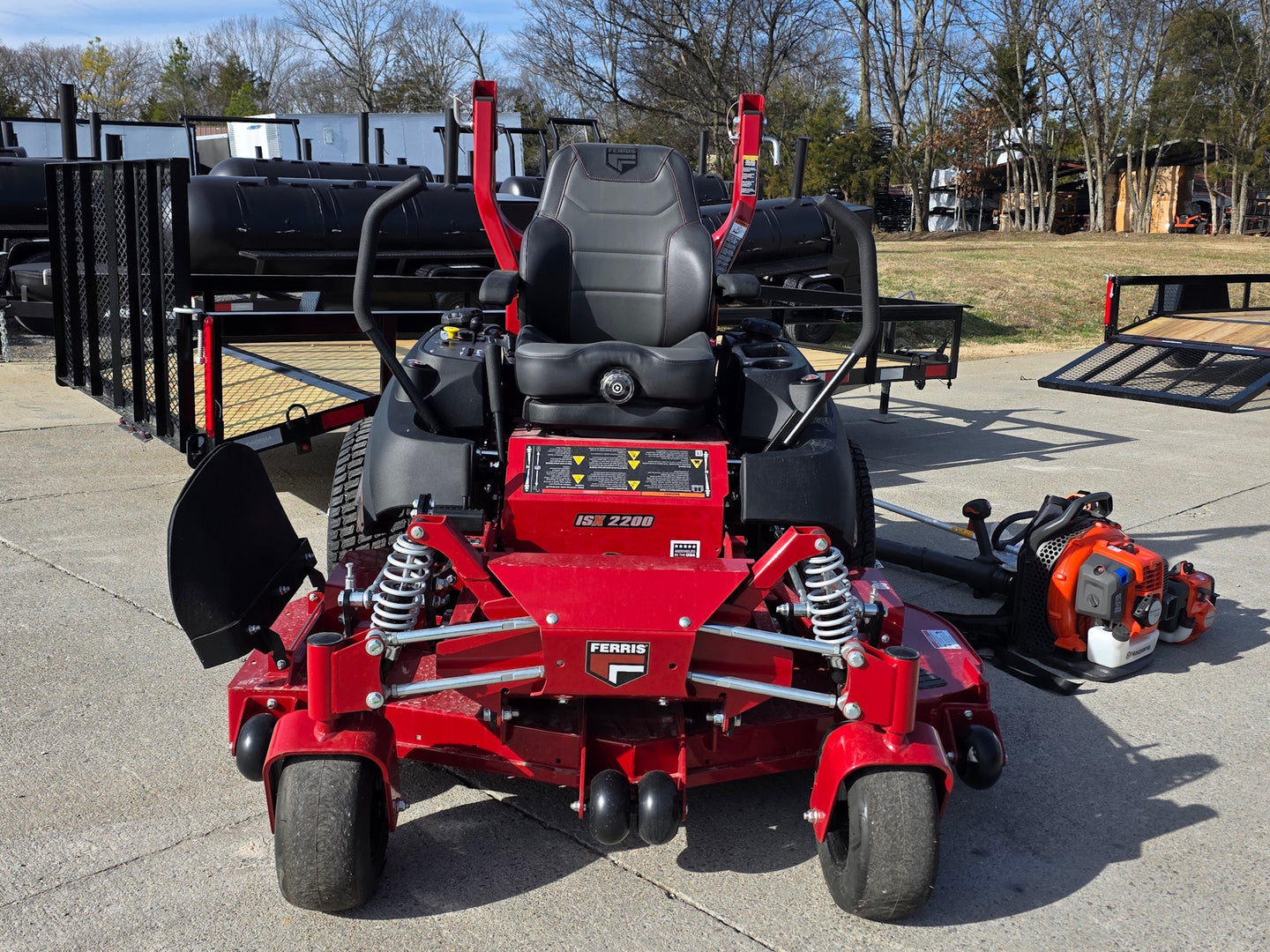 Ferris 5902078 ISX2200 60" Zero Turn Mower Util Trailer Handhelds Bundle front mower view picture 