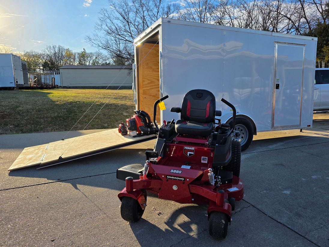 Ferris 5902101 500S 48" Zero Turn Mower Encl Trailer Handhelds Bundle front mower view picture 
