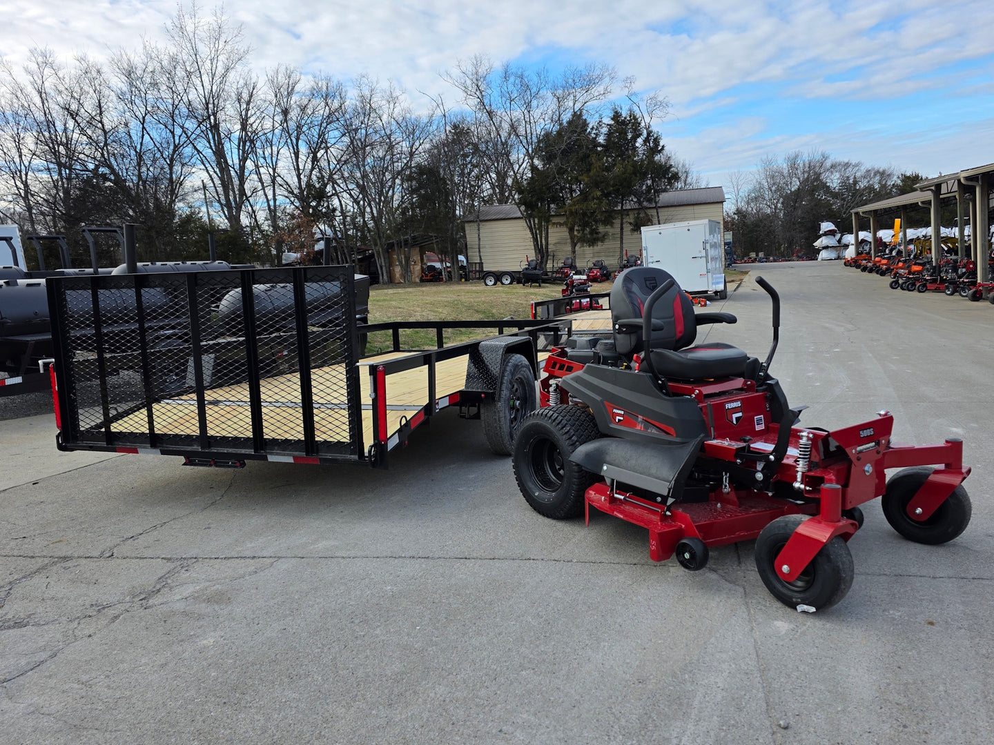 Ferris 5902103 61" 500S Zero Turn Mower Util Trailer Package left angled view picture 
