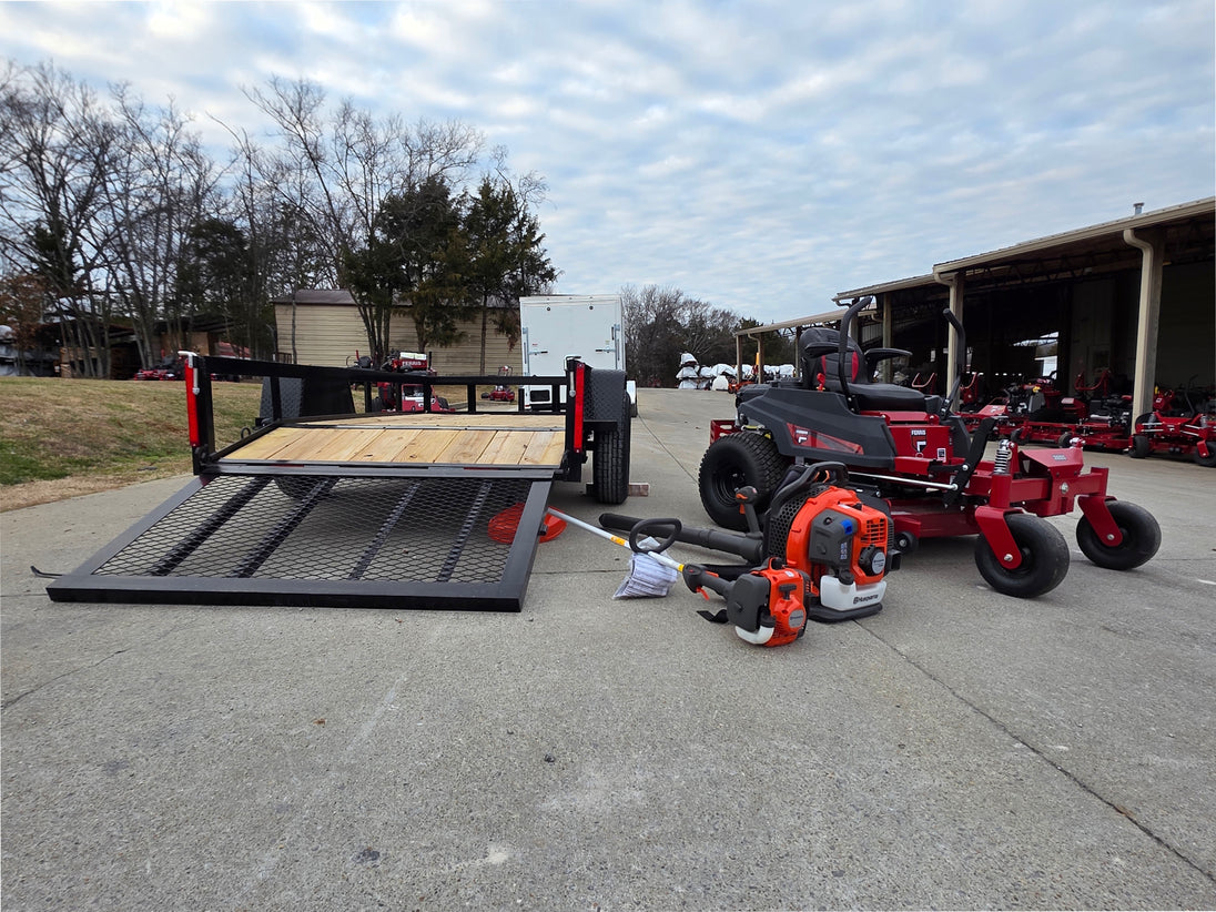Ferris 5902144 42" 300S Zero Turn Mower Util Trailer Handheld Bundle back view picture 