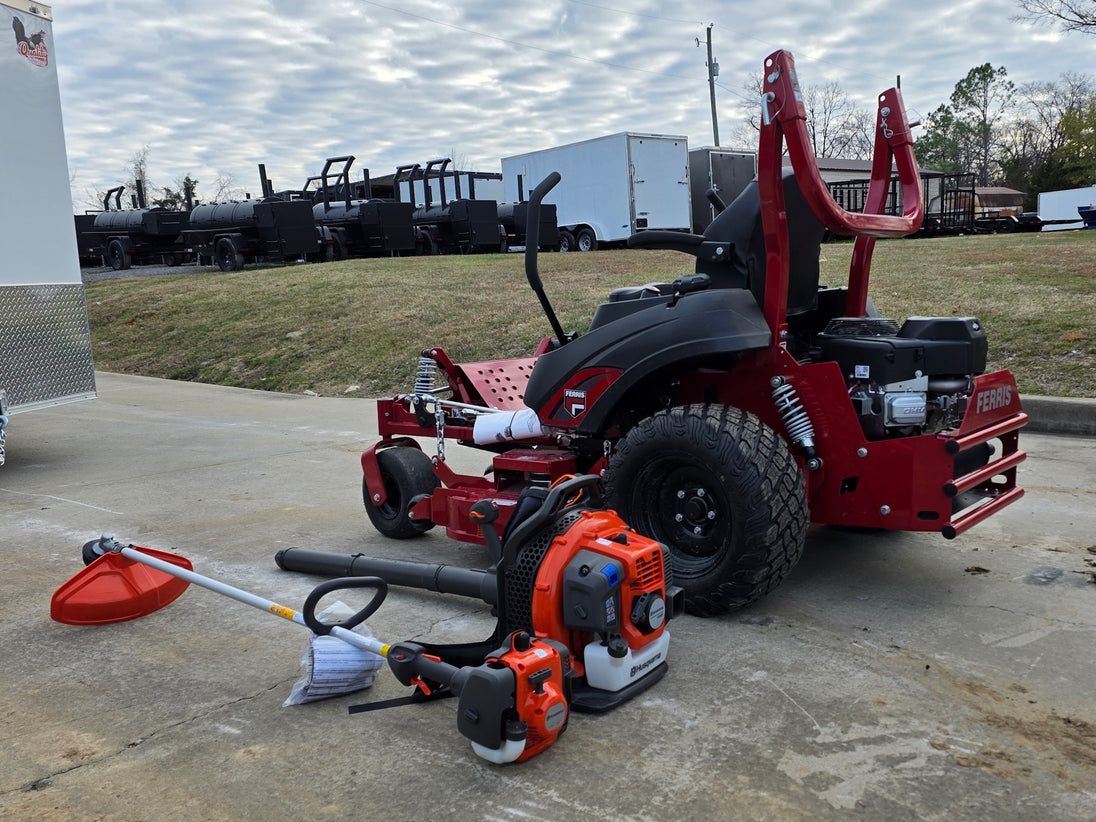 Ferris 5902154 52" ISX800 Commercial Zero Turn Mower Handheld Bundle back left angled view picture