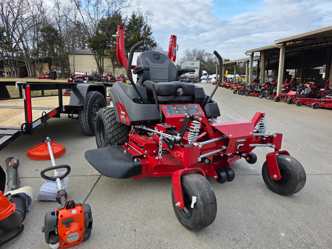 Ferris 5902154 52" ISX800 Commercial Zero Turn Mower Utility Trailer Handheld Bundle left side mower view picture 