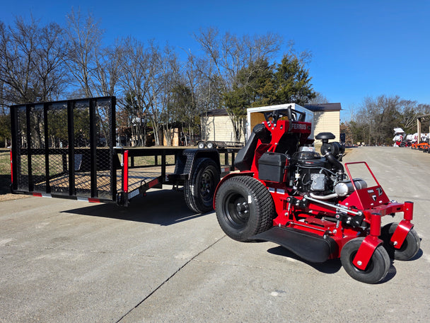 Ferris SRS Z1 36" 19HP Kawasaki 5901939 Stand-On Mower 5x10 Utility Trailer Package (Instant Rebate Included) left side view picture 