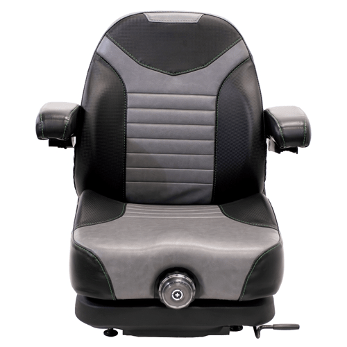 Uni Pro Black and Gray Lawn Mower Suspension Seat with Arm Rests - SLE Equipment - 3