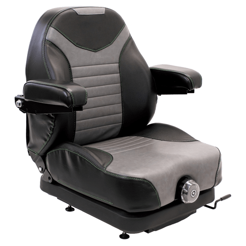 Uni Pro Black and Gray Lawn Mower Suspension Seat with Arm Rests - SLE Equipment - 2