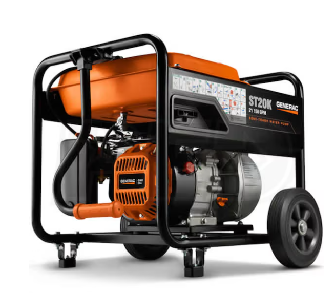 Generac 6822 2" Semi-Trash Water Pump Kit With Hoses And Wheels