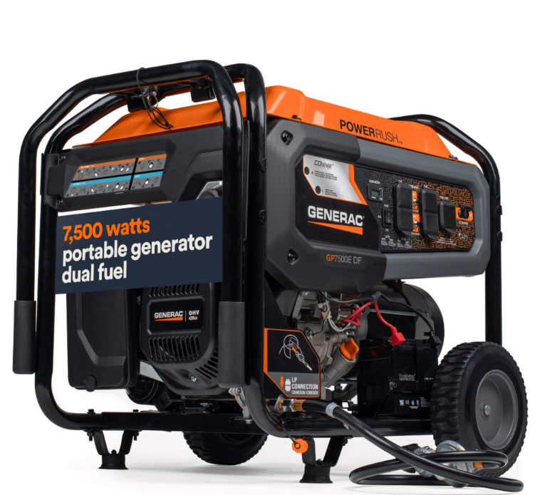 Generac 8011  7500-Watt GP7500E Dual Fuel Generator w/ Electric Start & COsense
