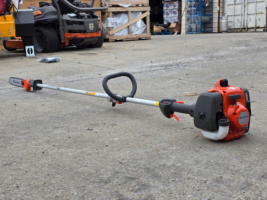 Husqvarna 122LKP Pole Saw 21.7cc Engine Ultra-Light back left angled view picture 