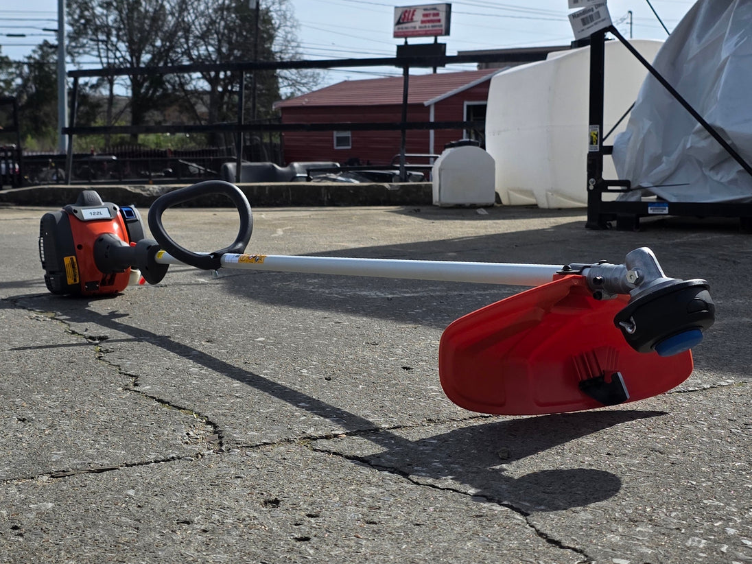 Husqvarna 122L Gas Straight Shaft String Trimmer 22cc Engine (Unboxed) Front left angle picture