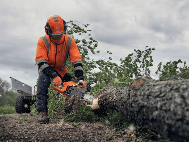 Husqvarna 14", 3/8 mini pitch, .050 ga. 39.1 cc chainsaw, Reference View. 