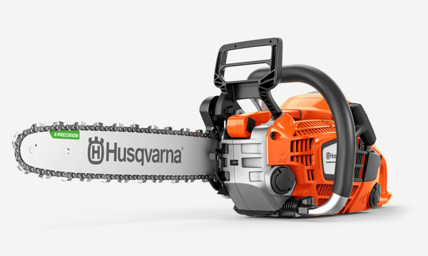 Husqvarna 14", 3/8 mini pitch, .050 ga. 39.1 cc chainsaw, Side View. 