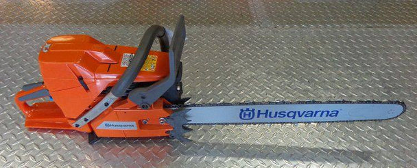 Husqvarna 395XP Chainsaw 24" Professional Logger .050 Gauge 3/8 Pitch 94cc, Side View. 