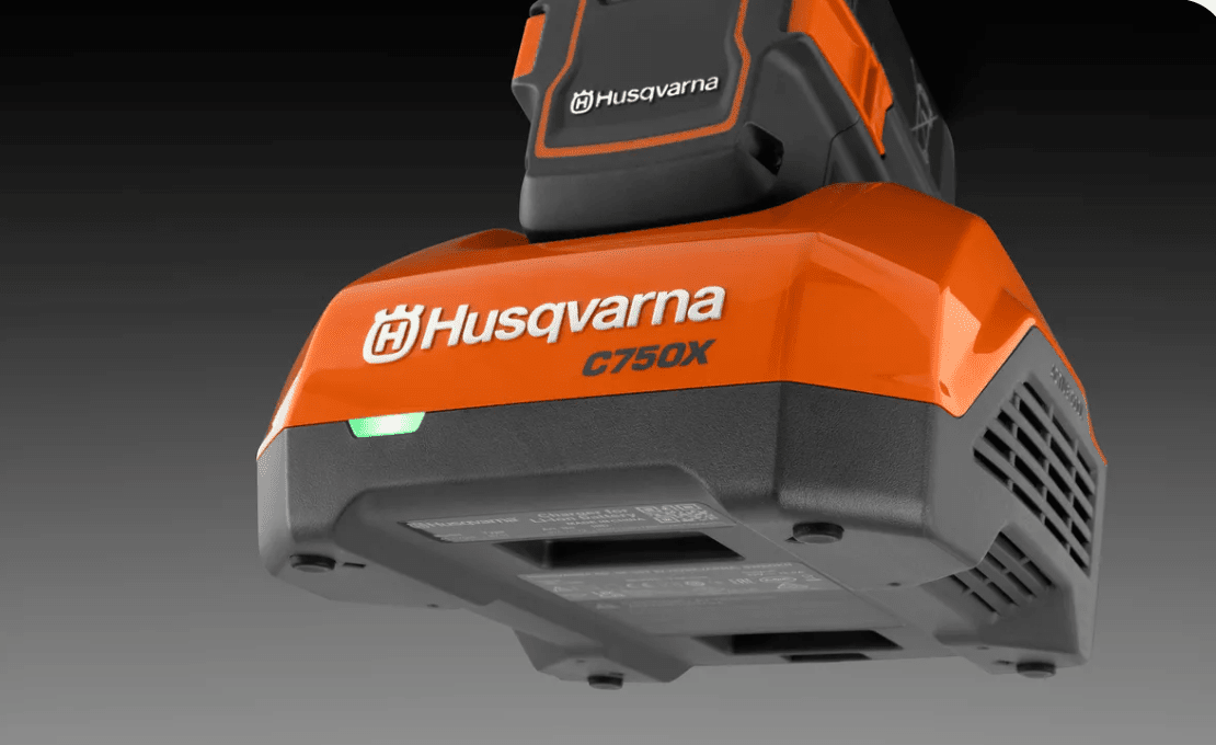 Husqvarna_40-C500X_battery_charger,Rubber Dampers View. 