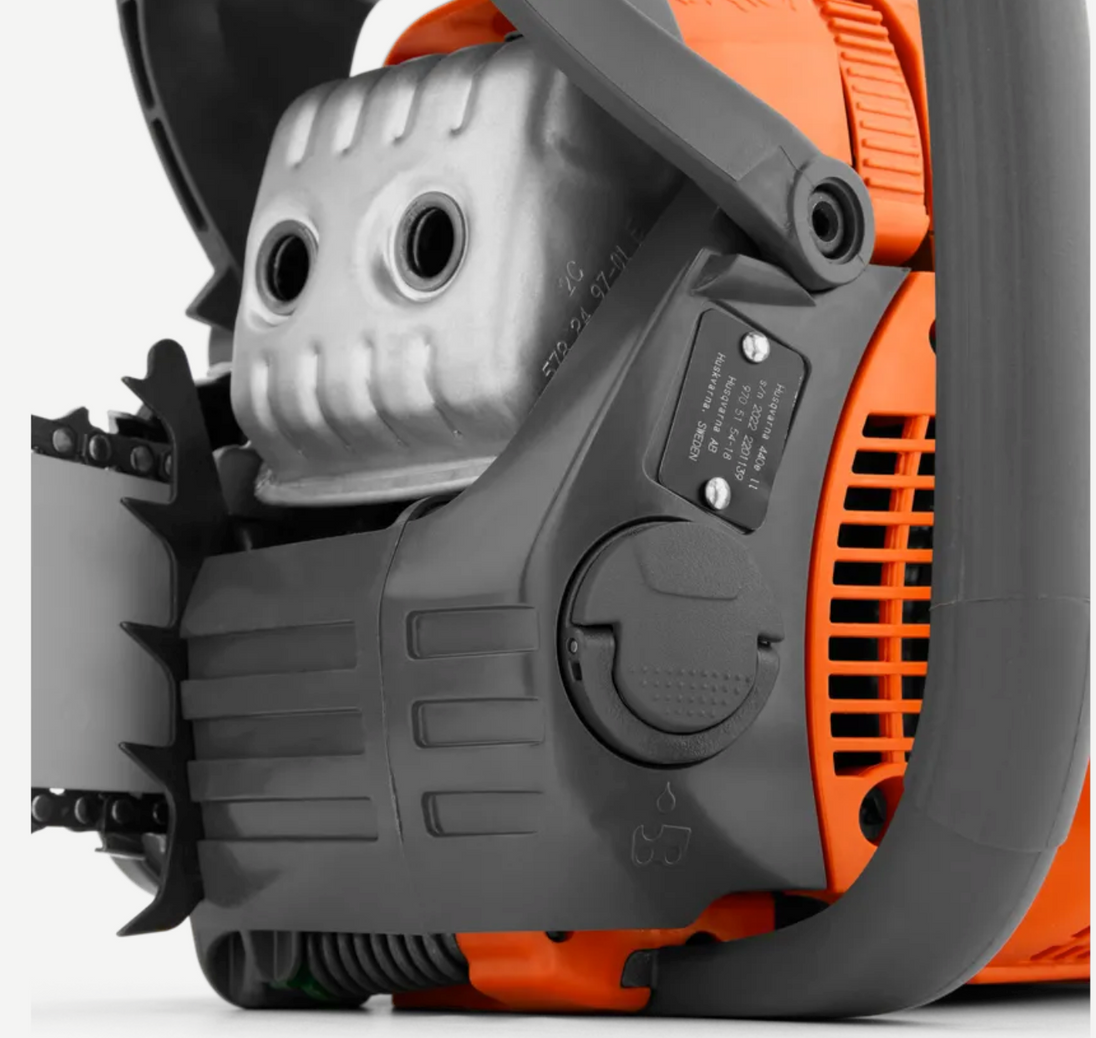 Husqvarna 440 18" Chainsaw 40.9 cc Engine Fully Assembled (Open Box), Motor View. 