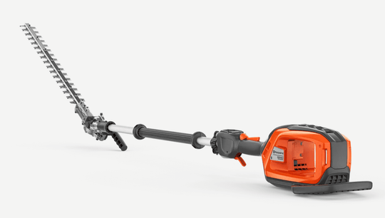 Husqvarna 525iHE3 40V battery pole hedge trimmer, 25 cc, 24" knife,Front View.