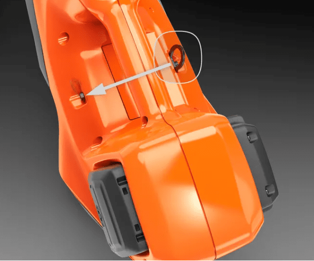 Husqvarna 530iB battery blower, 575 cfm, 18N, 5.95 lbs,Back View. 